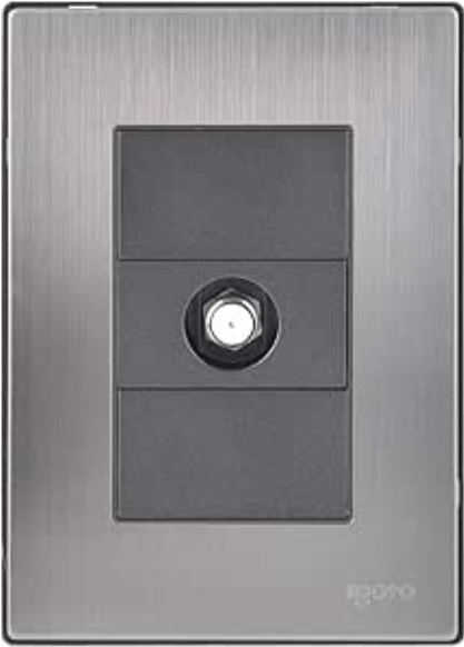 Placa Armada con Toma Coaxial Salida TV, Acero Inoxidable