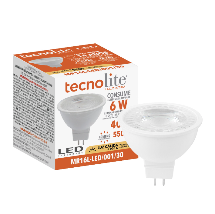 Foco MR16 LED 6W Base GX5.3 No Atenuable