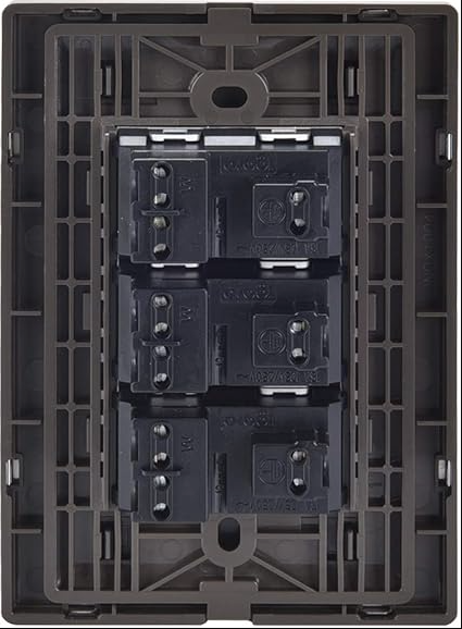 Placa Armada Inox con 3 Contactos de 1 Módulo, Acero Inoxidable