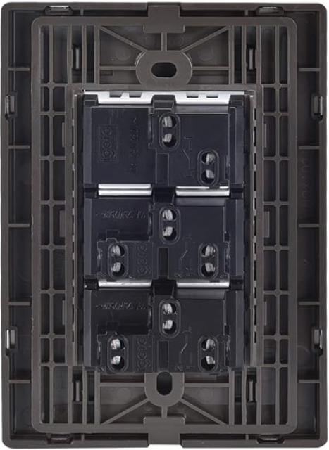 Placa Armada con 3 Apagadores de Escalera de 1 Módulo, Acero Inoxidable