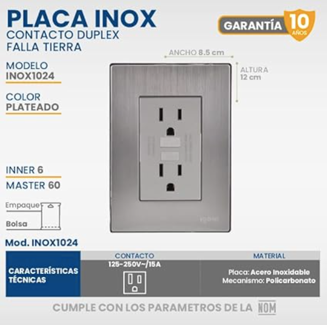 Placa Armada Contacto Duplex