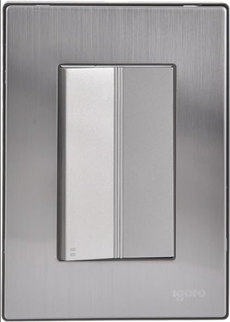 Placa Armada con 1 Apagador de Escalera de 3 Módulos, Acero Inoxidable