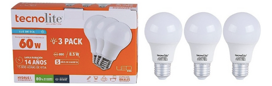 Paquete De 3 Focos Led 8.5W Luz Blanca