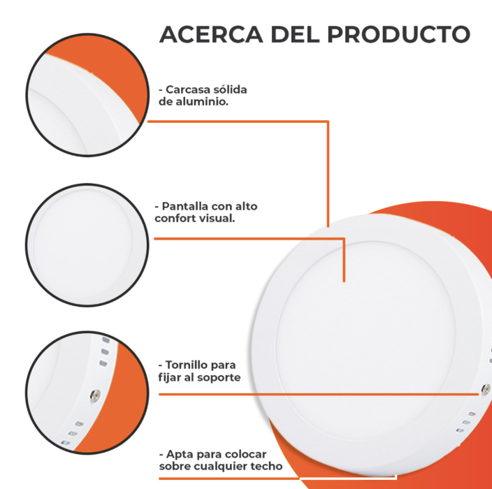 Lámpara Plafón Led Integrado Interiores