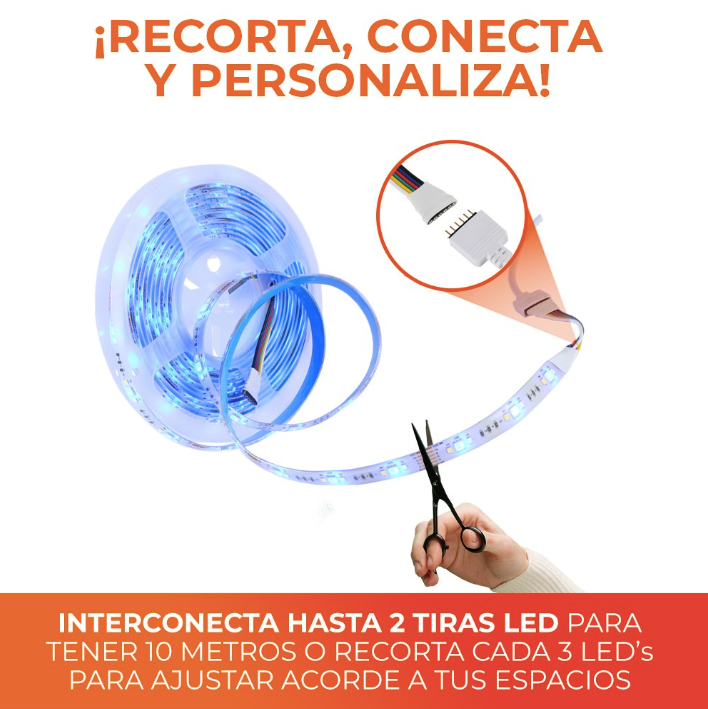 Tira LED Inteligente WiFi Luz RGB Compatible con App Móvil y Asistente de Voz
