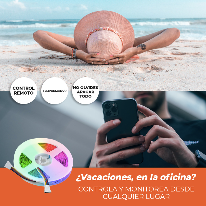 Tira LED Inteligente WiFi Luz RGB Compatible con App Móvil y Asistente de Voz