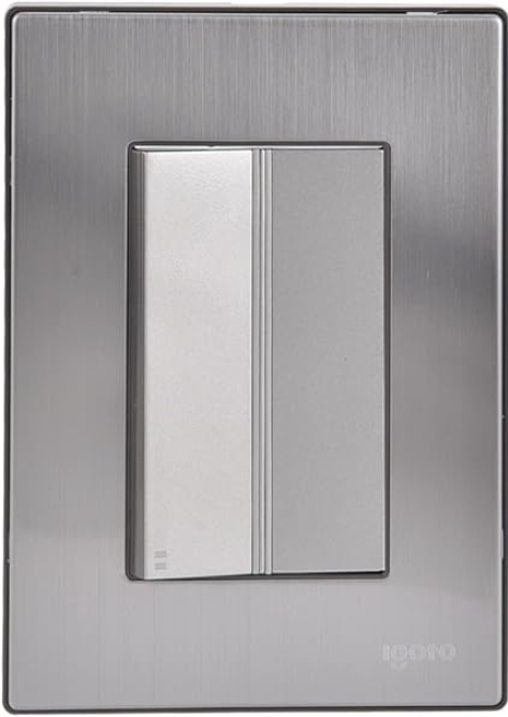 Placa Armada con 1 Apagador de Escalera de 3 Módulos, Acero Inoxidable