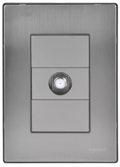 Placa Armada con Toma Coaxial Salida TV, Acero Inoxidable