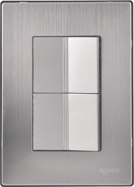 Placa Armada con 2 Apagadores de Escalera de 1.5 Módulos