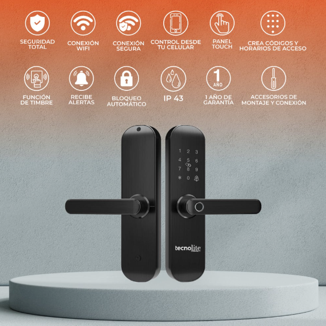 Cerradura Digital Inteligente WiFi con Timbre, Compatible con App Móvil